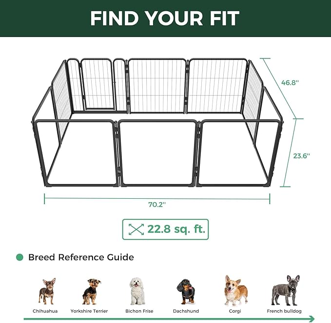 FXW Acrylic & Wire Mesh Indoor Dog Playpen, Heavy Duty 24 Inch 10 Panels Metal Dog Pen for Puppy and Small Dogs, Black│Patented
