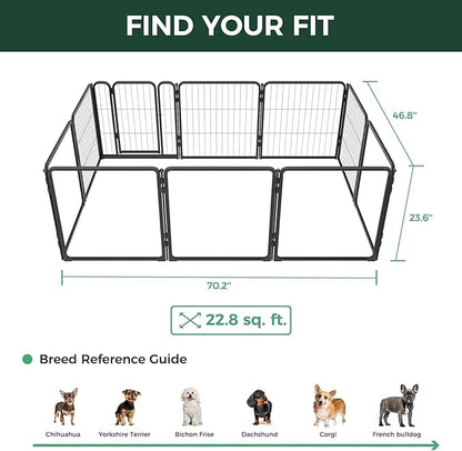 FXW Acrylic & Wire Mesh Indoor Dog Playpen, Heavy Duty 24 Inch 10 Panels Metal Dog Pen for Puppy and Small Dogs, Black│Patented