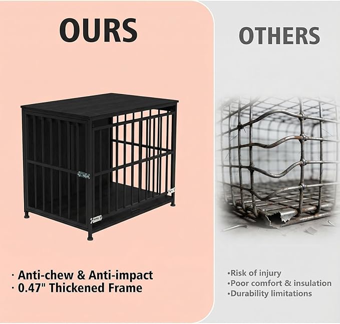 31.5" Dog Crate Furniture with Flip Door, Wooden Dog Kennel Indoor, Heavy Duty Pet Cage for Small Medium Dogs, Double Door Pet House End Table, Black