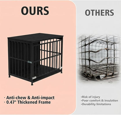 31.5" Dog Crate Furniture with Flip Door, Wooden Dog Kennel Indoor, Heavy Duty Pet Cage for Small Medium Dogs, Double Door Pet House End Table, Black