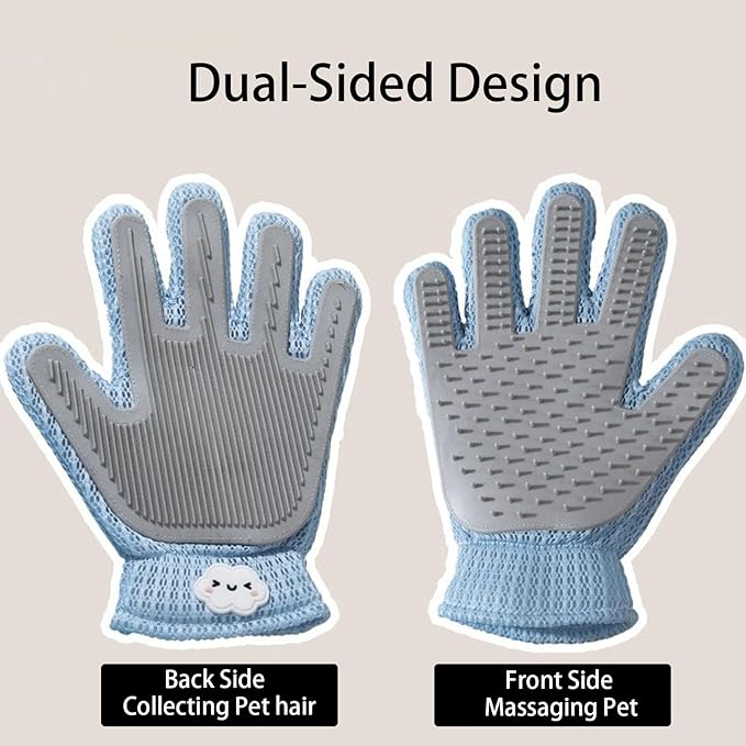 Natunofu Pet Hair Remove Glove for Dogs & Cats,2-in-1 Massage Grooming Tool, Efficient Deshedding Brush with Soft Spikes, Gentle Fur Removal and Cleaning Glove for Shedding Control