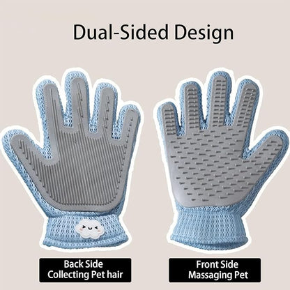 Natunofu Pet Hair Remove Glove for Dogs & Cats,2-in-1 Massage Grooming Tool, Efficient Deshedding Brush with Soft Spikes, Gentle Fur Removal and Cleaning Glove for Shedding Control