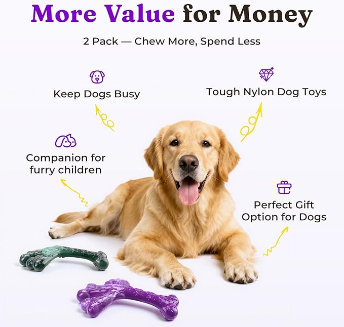 Frienhund Aggressive Chewers Dog Chew Toys - 2 Pack Tough Dog Toys for Aggressive Chewers Large Breed, Indestructible Dogs Toy for Gift, Interactive to Keep Them Busy