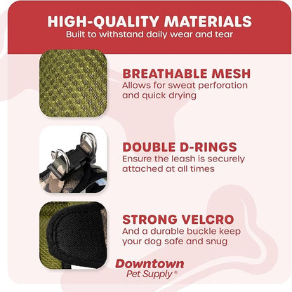 Downtown Pet Supply Step-in Dog Harness for Small Dogs - X-Small, Camo Green - Adjustable, No Pull, Reflective Trim, Padded Mesh Fabric, Buckle Strap