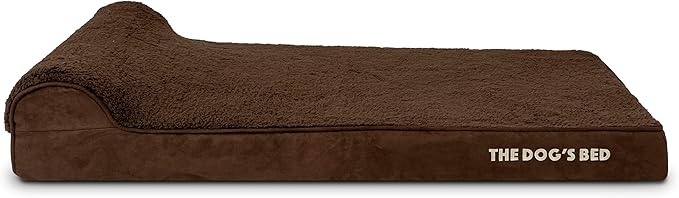 The Dog’s Bed Orthopedic Headrest Dog Bed XL Brown Plush, Memory Foam, Pain Relief for Arthritis, Hip & Elbow Dysplasia, Post Surgery, Lameness, Waterproof Washable Cover, Veterinary Approved