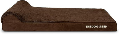 The Dog’s Bed Orthopedic Headrest Dog Bed XL Brown Plush, Memory Foam, Pain Relief for Arthritis, Hip & Elbow Dysplasia, Post Surgery, Lameness, Waterproof Washable Cover, Veterinary Approved