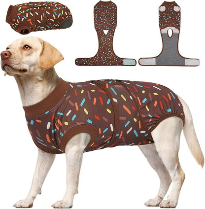 Kuoser Dog Recovery Suit for Post-Surgery Care, Spay Neuter Bodysuit for Female & Male Dogs, Anti-Licking Surgical Onesie, Snug Fit for Abdominal Wound Protection & Skin Healing, Brown XXL