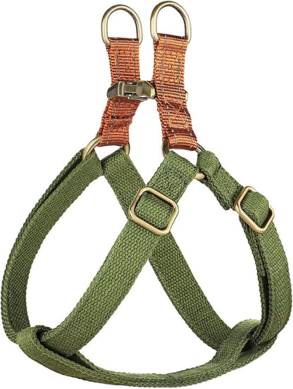Didog Step in Dog Harness with Metal Buckles, Freedom Nylon Dog Halter Vests for Medium Dogs Easy Walking Training(M:Chest 19-28", Green)