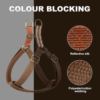 Didog Step in Dog Harness with Metal Buckles, Freedom Nylon Dog Halter Vests for Small Dogs Easy Walking Training(S:Chest 13-22", Brown)