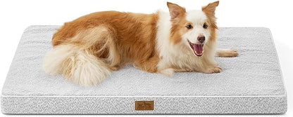 COZY KISS Dog Bed for Extra Large Dogs, Rectangular XL Orthopedic Dog Beds, Foam Anti-Slip Bottom Pet Mat with Washable Removable Cover, Suitable for Pet Up to 100 lbs, 44x32x3 inch, Grey