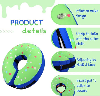 Supet Inflatable Dog Cone Collar Alternative After Surgery, Doggie Neck Donut Collar Recovery ECollar for Post Surgery, Soft Dog Cone for Small Medium Puppies Cats