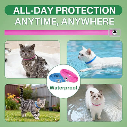 Puyrzoe Flea Collar for Cats 4 Pack, Natural Cat Flea and Tick Prevention Collar, 32-Month Full Protection, Adjustable Cat Flea and Tick for Kittens and Cats, Waterproof, 2 Pink & 2 Blue