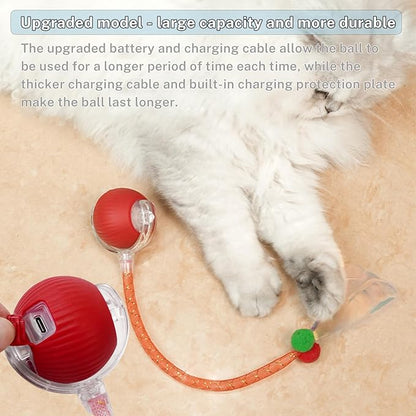 Yaruiguang New Upgraded Cat Ball Toy - Speedy Tail 3.0 Cat Toy, Interactive Cat Toy Ball, Stimulating Toys and Juguetes para Gatos, Cat Toys for Bored Indoor（Sound Switchable） (Green)