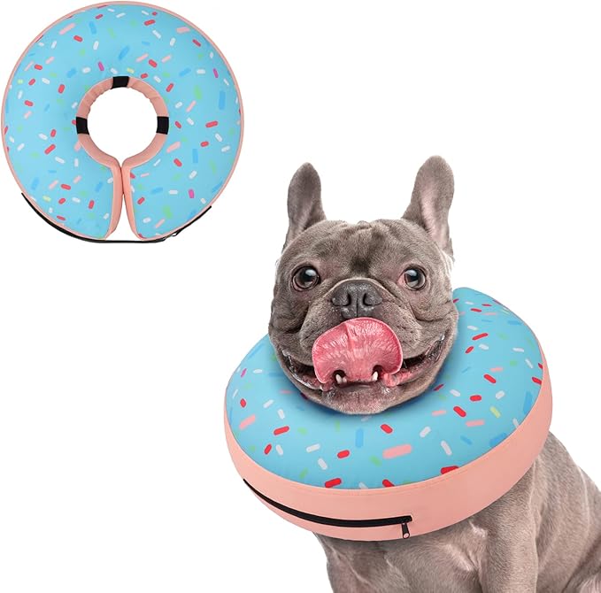 Supet Inflatable Dog Cone Collar for Large Medium Small Dogs, Soft Cone Collar for Dogs Cats, ECollar Doggie Neck Donut Dog Cone Alternative After Surgery