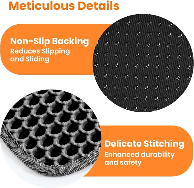 Petinstinct Cat Litter Mat, 24x18 Inches Large Double Layer Honeycomb Cat Litter Trapping Mat, Non Slip Waterproof Urine Proof Cat Litter Box Mat for Floor, Kitty Litter Rug, Cat Supplies, Black