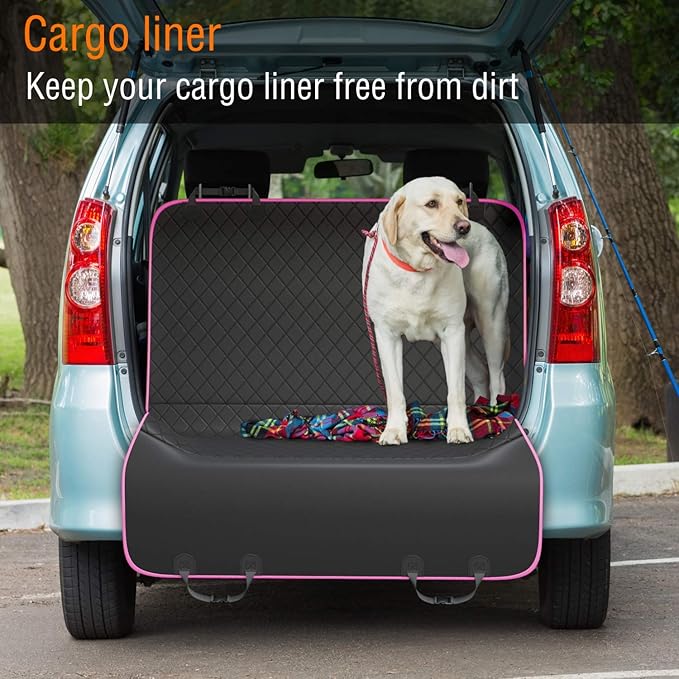 Active Pets Pink XL Dog Car Hammock Back Seat Cover, Waterproof Backseat Cover Protector for Truck Bench Rear of Sedans or SUVs, Essential Pet Supplies Vacuum or Wipe Clean, Machine Washable