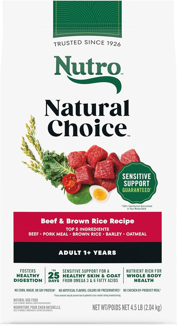Nutro Natural Choice Adult Dry Dog Food, Beef & Brown Rice Recipe, 4.5 lb. Bag