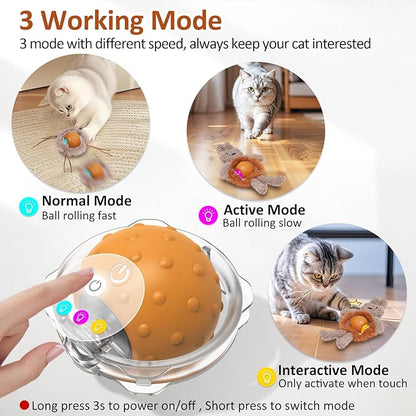 Interactive Cat Toys for Indoor Cats, Electric Cat Mouse Toy, Automatic Kitten Toys for Bored Indoor Adult Cats, Motion Activated, Fast Rolling On Carpet, USB Rechargeable