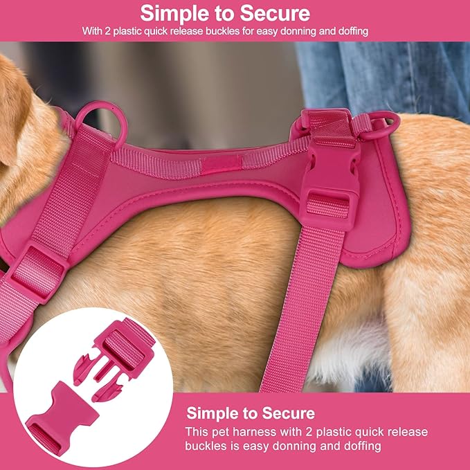 Wisedog No Pull Lightweight Dog Vest Harness with Soft and Comfortable Cushion, Breathable Mesh, for Small Medium Large Dogs Walking (S(Neck: 9.84"-14.17";Chest: 14.17"-22.05"), Peacock Pink)