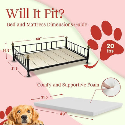 Golden Gate Beds XL Dog Bed – Fade-Resistant, Comfortable & Durable Pet Mattress – 49” x 31.5” x 14.5” – Ideal for All Breeds – Black Square Shape