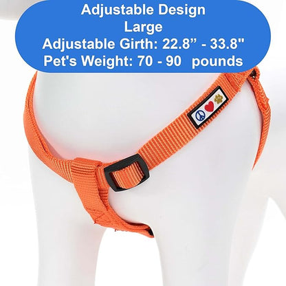 Pawtitas Personalized Dog & Puppy Harness Large Orange Custom ID Tag Adjustable No Pull Vest