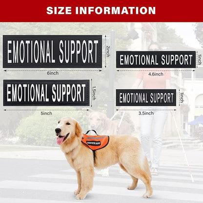 2Pack Service Dog Patches, Removable Vest Patches for in Training Dog, Black Hook Backing Dog Harness Patch, Emotional Support-XS