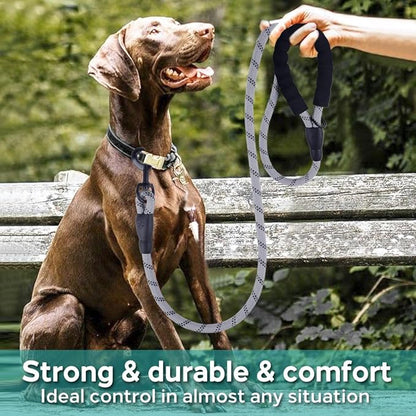 COOYOO Dog Leash 5/6 FT with Comfortable Padded Handle and Highly Reflective Threads for Small Medium and Large Dogs