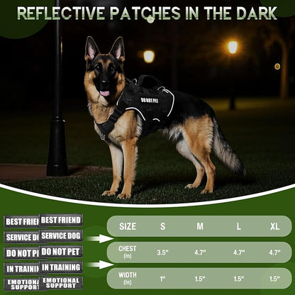 WINSEE Mesh Dog Harness with 10 Pet Patches for Medium Service Dog in Training, Breathable Tactical Molle Vest with Double Handle, Reflective Military Pet Vest for Walking Hiking