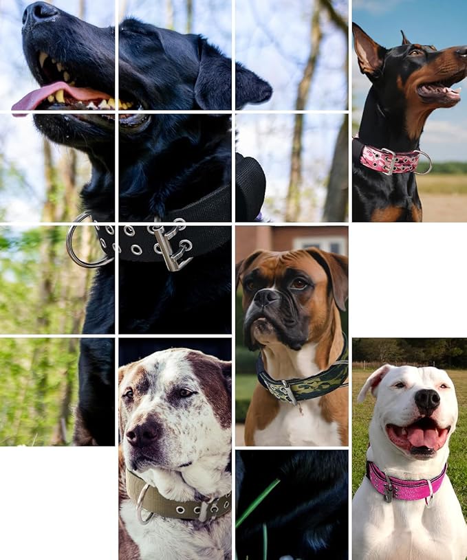 Dog Collar for Large Dogs - 2" Wide Tactical Collars with Handle for Extra Large Breed Dogs, Military Heavy Duty 1/3" Thick Nylon Pet Collar Camo Pink L