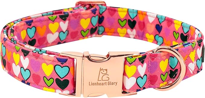 Lionheart glory Valentine Collar, Hearts Dog Collar for Small Cute Dog Collars Spring Female Pet Gift Adjustable Heavy-Duty Dog Collar Holiday