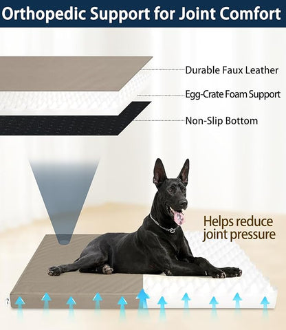 XXL Dog Crate Bed, Outdoor Waterproof Dog Beds Orthopedic Pet Mat with Removable Cover, Large Size Crate Mat