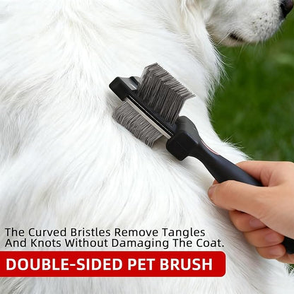 Double Sided Dual Flex Pet Slicker Brush - Professional Grooming Tool for Dogs & Cats, Stainless Steel Pins, Comfort Grip, Removes Tangles, Knots & Undercoat