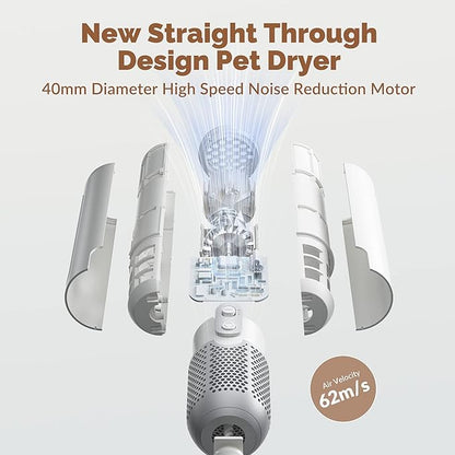 Jellyfish Handheld Dog Dryer - 1.21lb Lightweight, 2 Speeds, 4 Temp, Portable High Velocity Blow Dryer for Travel & Home