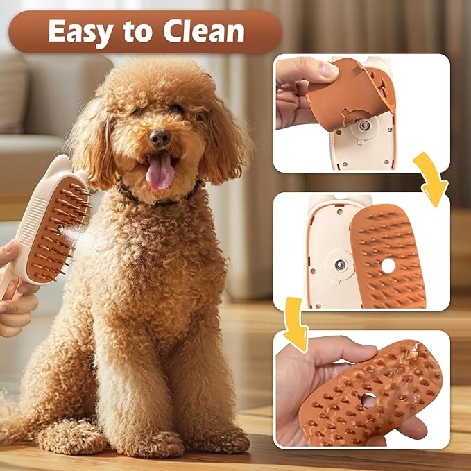 Cat Steam Brush for Dog & Cat, Spritz Defur Comb 3 in 1 Pet Rechargeable Steam Brush Tool for Long and Short Haired Cats and Dogs, Anti-Static, Shedding, Detangling, Massage & Combing (White)