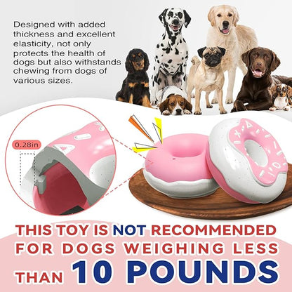 TLKNG Large Size Donut Squeaky Dog Toy for Medium/Large Dogs Breed Aggressive Chewers Durable Bouncy Pink Squeak Toys