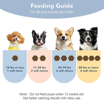 Vetriuntrix Calming Chews for Dogs, Dog Calming Soft Chews for Fireworks, Storms, Thunder, Barking, Separation, 90 Count