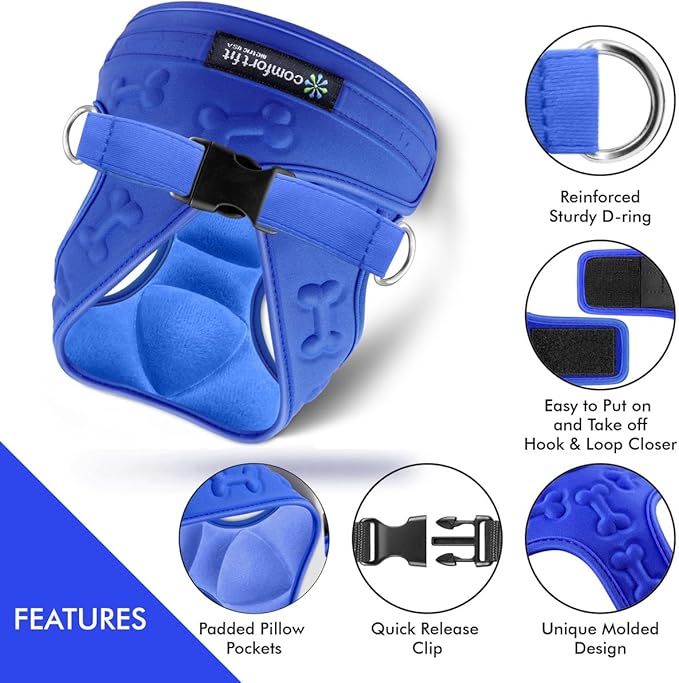 Comfort Fit Dog Harness Small Medium Sized Dogs No Pull Step in Dog Harness with Adjustable Buckles Soft Padded Easy Control Vest Harness Training Walking Running Extra Comfort Inside Velvet Plush