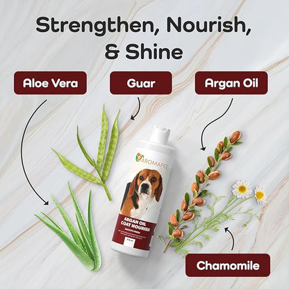 Argan Oil Coat Nourish Dog Shampoo - Deodorizing Dog Shampoo with Chamomile - Great for Beagle, Short Coats & Sensitive Skin - Hypoallergenic Light moisturizing with Gentle cleansers.