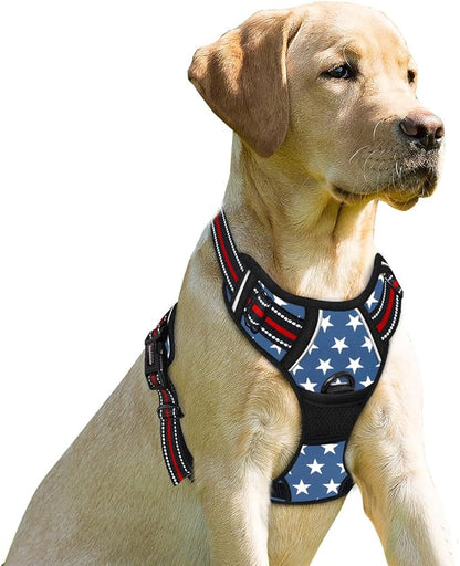 BARKBAY No Pull Dog Harness Front Clip Heavy Duty Reflective Easy Control Handle for Large Dog Walking(Star,M)