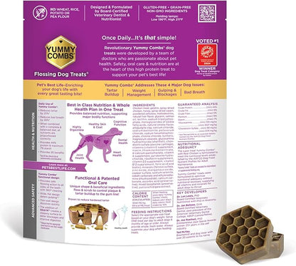 Yummy Combs Dog Dental Treats – Vet VOHC Approved – Delicious Chicken Protein – Removes Tartar with Cleaning Comb Shape – Dental Dog Treats for Medium Dogs (36oz, 45 Count)