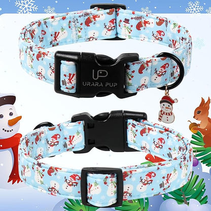 Christmas Snowman Dog Collar - Xmas Dog Collars with Cute Snowman Patterns - Soft, Adjustable, Ideal for Winter Holidays S