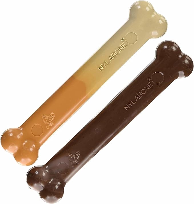 Nylabone Original Bone Power Chew Toy for Dogs, Durable Dog Toys for Aggressive Chewers, Flavor Frenzy Funnel Cake & Shish Kabob Flavor, Large - Up to 50 lbs, 2 Pack