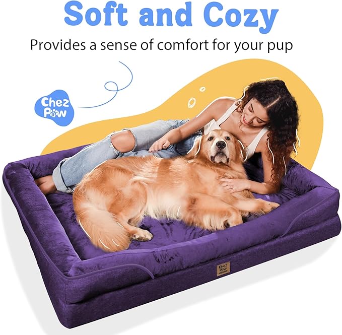 Orthopedic Dog Bed -XL Large Dog Beds with Washable Cover and Removable Bolsters Non-Slip Bottom & Waterproof Memory Foam Pet Couch Sofa for Large Size Dogs