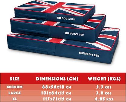 The Dog’s Bed Orthopedic Memory Foam Dog Bed, Large Blue & Red Trim UK Center Flag, Pain Relief for Arthritis, Hip & Elbow Dysplasia, Post Surgery, Supportive, Waterproof Washable, Veterinary Approved