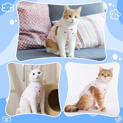 Cat Recovery Suit Female, Breathable Cat Onesie After Surgery Female for Abdominal Wounds or Skin Diseases, Surgery Recovery Suit Kitten Onesie After Spay Wear Anti Licking