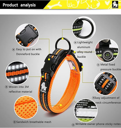 TRUE LOVE Dog Collar Reflective Premium Duraflex Buckle,High Grade Nylon Webbing No Choke Basic Collars TLC5011(Neon Yellow,3XL)