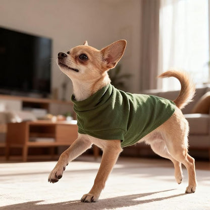 EXPAWLORER Soft Cat Sweater - Sweaters for Cats Only Warm Kitten Clothes, Fall and Winter Pet Coat Pullover Design, Fleece Sweatshirt Clothing Also for Puppy Small Dogs, Army Green L
