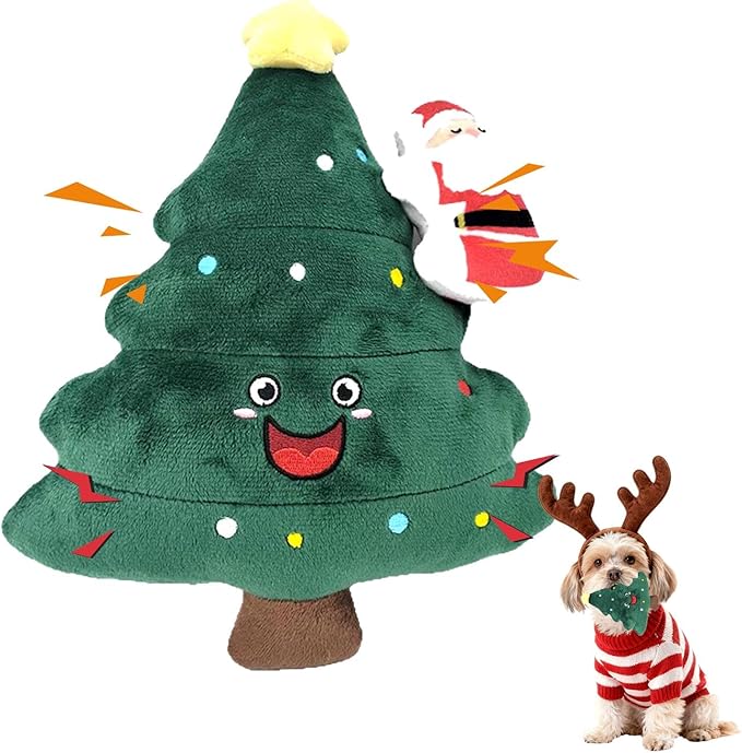 Dog Toys,Plush Dog Toy,Squeaky Plush Puppy Dog Chew Toys for Small Medium Large Dogs (Christmas F)