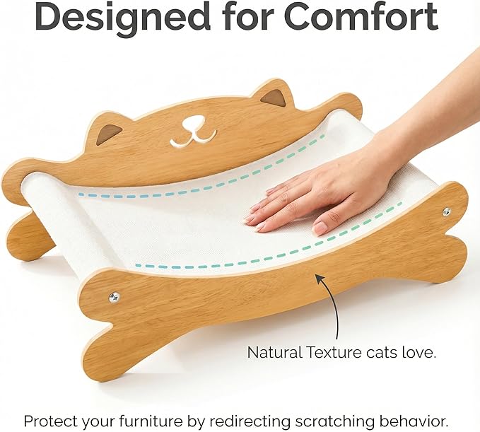 RizzQi Cat Scratcher Bed for Indoor Cats & Hammock Lounge & Scratch Pad,Wooden Modern Cat Scratcher & Cat Beds & Furniture Sturdy and Durable for All Types of Cats Play and Rest