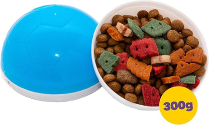 amicus Mini- Treat Dispensing Pets Toys Crazy Ball - PetsTreat Ball, Interactive Dog Feeder, Enrichment Toy for Pets Treat Dispensing, Interactive Pets Toys - Adjustable - Blue&White, 100g/3.5 oz